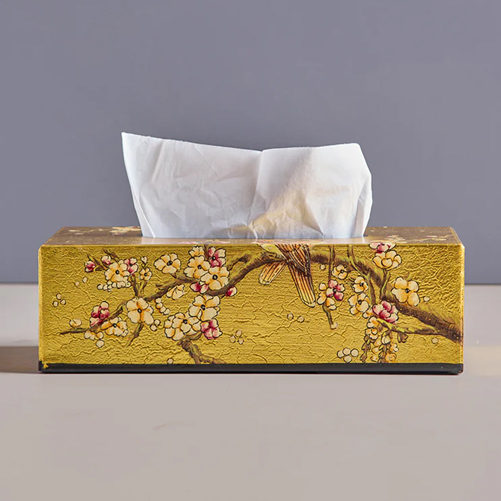 Sakura Handpainted Tissue Box Cover - Rectangle (With Base)